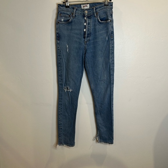 AGOLDE NICO HIGH RISE BUTTON FLY DISTRESSED JEANS SIZE26 stretch - Picture 3 of 9